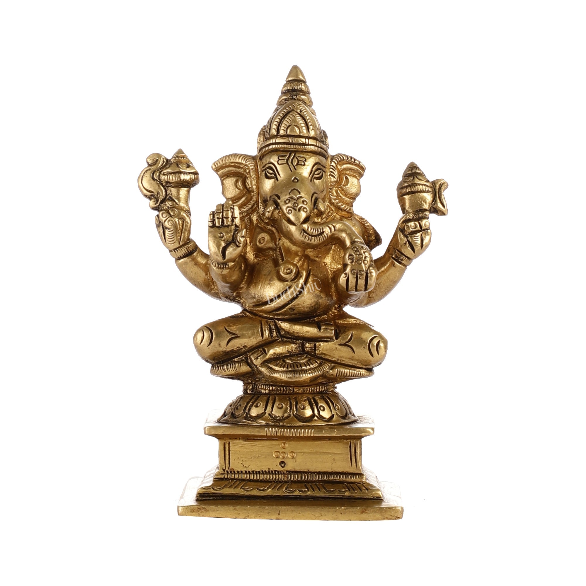 Superfine Small Brass Ganesha Idol | 4 inch
